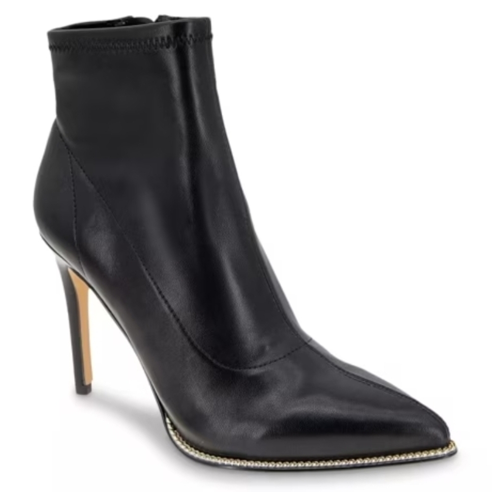 BCBG Black Heeled Boots with Gold Accent